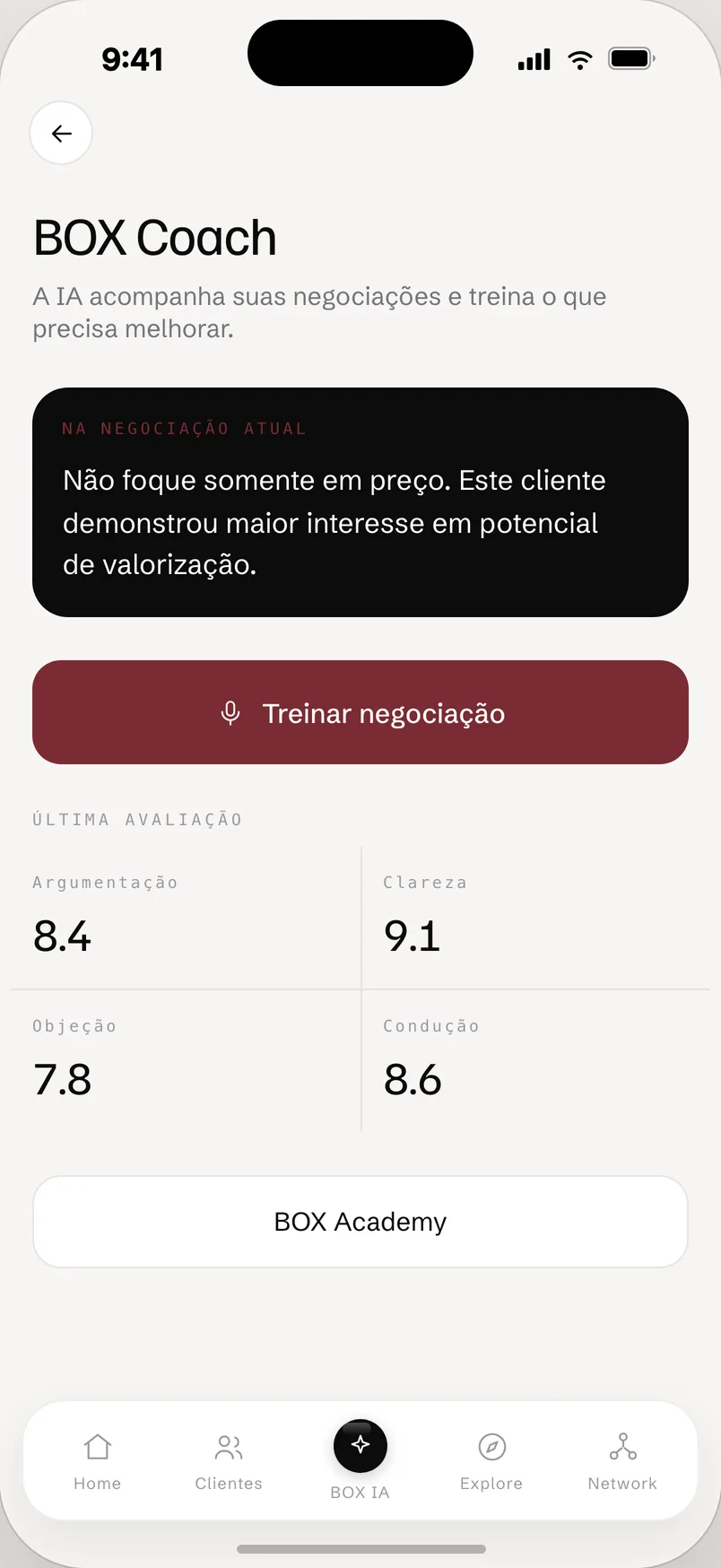 BOX Coach no app